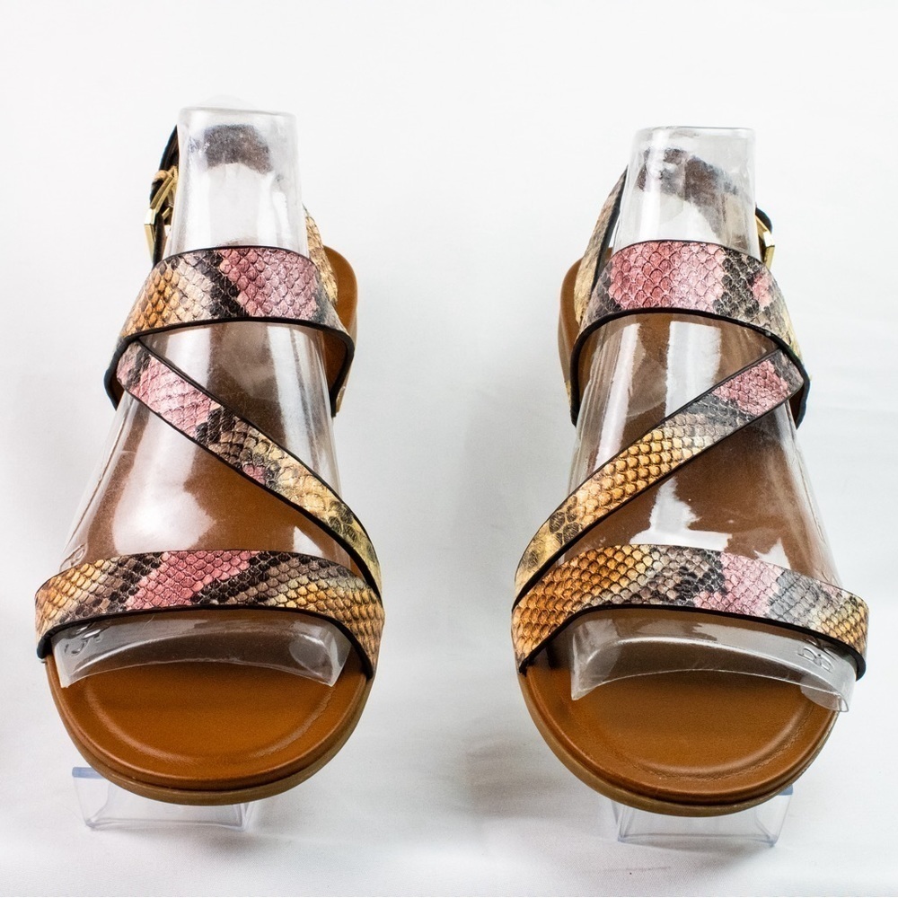 Naturalizer Multi Snake Leather Strap Open Toe Flat Slingback Women Sandals Sz 7 - Picture 4 of 9